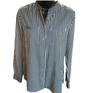 Banana Republic Striped Professiobal Button Down Blouse Sz XS